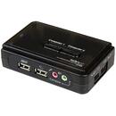 2 Port Black USB KVM Switch Kit with Audio and Cables