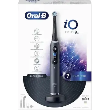 ORAL-B iO-9n, 34800 rotatii/ minut, Display Color, 7 programe inteligente, 3D Teeth Tracking, Carcasa de incarcare Power2Go, Black Onyx