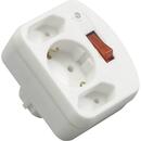 REV REV 3-fold Adapter w. switch and Surge protector white