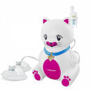 Inhalator Kitty ECN003, Cu compresor, forma de pisoi, alb / roz