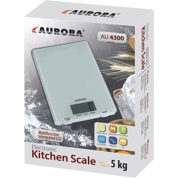 Cantar de bucatarie Aurora AU4300 LCD 5 Kg Alb
