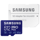 Samsung microSDXC  PRO Plus 512GB, Class 10, UHS-I U3, V30, A2 + Adaptor SD