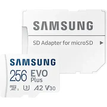 Card memorie Samsung microSDXC  EVO Plus 256GB, Class 10, UHS-I U3, V30, A2 + Adaptor SD