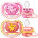 Philips-Avent Set de 2 suzete Philips AVENT Ultra Air SCF085/04, 0-6 luni, Ortodontică, Fără BPA, Roz