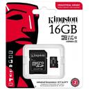 Kingston microSDHC  Industrial 16GB, Class 10, UHS-I U3, V30, A1 + Adaptor SD