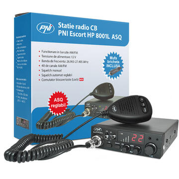 Statie radio Pachet statie radio CB PNI ESCORT HP 8001L ASQ + Antena CB PNI S75 cu cablu si montura fixa