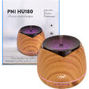 Difuzor aromaterapie PNI HU180 pentru uleiuri esentiale,  cu ultrasunete, 400 ml, timer, 7 culori LED, inchidere automata, Wood Grain