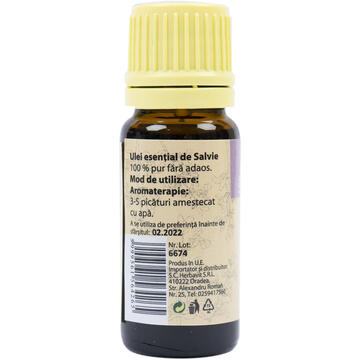 Aparate aromaterapie si wellness PNI Ulei esential de Salvie (Salvia officinalis), 100% pur fara adaos, 10 ml