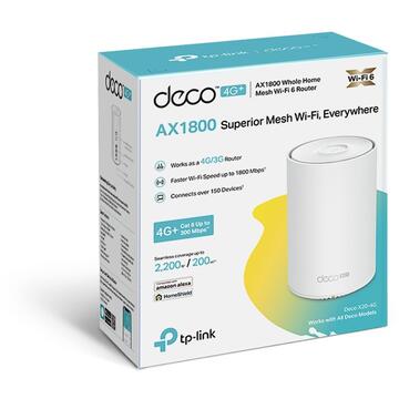Router wireless TP-LINK Deco 4G+ AX1800 Whole Home Mesh Wi-Fi 6 Router, Build-In 300Mbps 4G+ LTE Advanced Modem