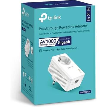 Adaptor PowerLan TP-LINK TL-PA7017P AV1000 Gigabit Passthrough Powerline Starter