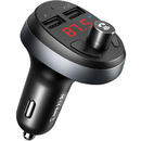 Modulator FM Bluetooth Dual USB Black (display, 3.1A, bluetooth 4.2)