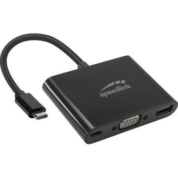 SpeedLink SL-180027-BK interface hub USB 3.2 Gen 1 (3.1 Gen 1) Type-C 5000 Mbit/s Black
