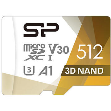 Card memorie Silicon Power Superior Pro 512GB, Class 10, UHS-I U3, V30, A1 + Adaptor SD
