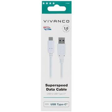 Vivanco SuperSpeed USB cable 1 m USB 3.2 Gen 1 (3.1 Gen 1) USB C USB A White