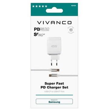 Incarcator de retea Vivanco Super Fast Power Delivery Charger Set White Indoor