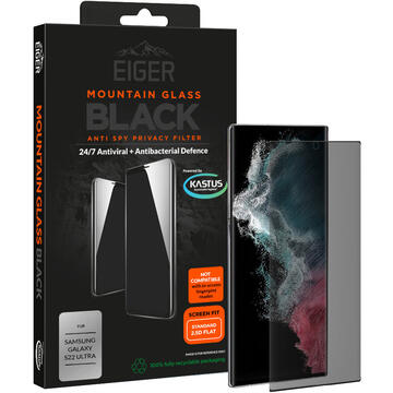 Eiger Folie Sticla 3D Privacy Mountain Glass Samsung Galaxy S22 Ultra Black (0.33mm, 9H)