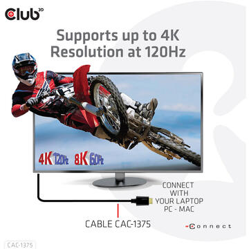 Club 3D CLUB3D Ultra High Speed HDMI™ Certified Cable 4K120Hz 8K60Hz 48Gbps M/M 5m/16.4ft