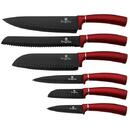 BERLINGER HAUS 6-piece knife set BH/2542 Metallic Line Burgundy Edition, metallic red, matt black
