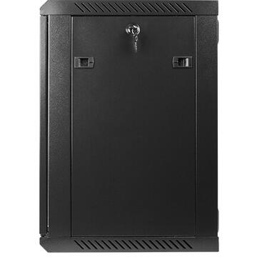 Lanberg wall-mounted installation rack cabinet 19'' 12U 600x450mm black (glass door)