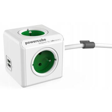 Prelungitor Allocacoc 2402GN/FREUPC power extension 1.5 m 4 AC outlet(s) Indoor Green,White