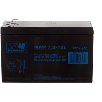 MPL POWER ELEKTRO MPL MW POWER MWP 7.2-12L UPS battery Lead-acid accumulator VRLA AGM Maintenance-free 12 V 7,2 Ah Black