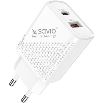Incarcator de retea SAVIO LA-05 USB Type A & Type C Quick Charge Power Delivery 3.0 cable 1m Indoor