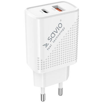 Incarcator de retea SAVIO LA-05 USB Type A & Type C Quick Charge Power Delivery 3.0 cable 1m Indoor