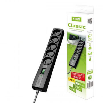Prelungitor Ever CLASSIC 3m 5 AC outlet(s) 250 V Black
