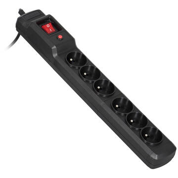 Prelungitor Activejet COMBO 6GN 3M black power strip with cord