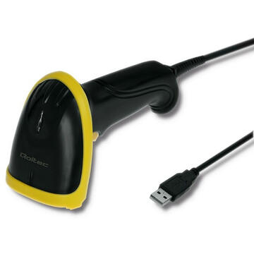 Qoltec 50860 Wired Laser Barcode Scanner 1D | USB