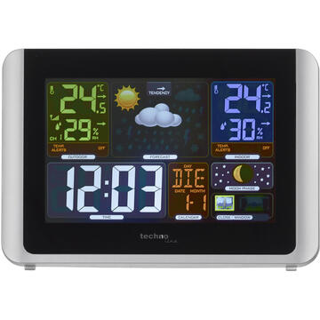 Techno Line Technoline WS 6442 digital weather station Black, Silver LCD Battery