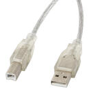 LANBERG Lanberg CA-USBA-12CC-0018-TR USB cable 1.8 m USB 2.0 USB B Transparent