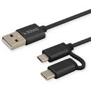 SAVIO Savio CL-128 USB cable 1 m USB 2.0 USB A USB C/Micro-USB A Black