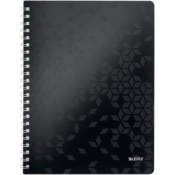 Caiet de birou LEITZ WOW, PP, A4, 80 coli, cu spira, matematica, negru