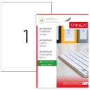 Tanex Etichete polyester albe, autoadezive, 1/A4, 210 x 297mm, 25 coli/top, TANEX - colturi drepte