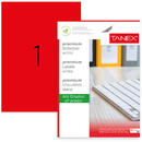 Tanex Etichete color autoadezive, 1/A4, 210 x 297mm, 25 coli/top, TANEX - rosu fluorescent