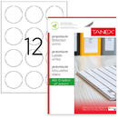 Tanex Etichete albe autoadezive, repozitionabile, rotunde - D60mm, 12/A4, 25 coli/top, TANEX