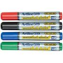 Artline Marker pentru tabla de scris ARTLINE 519 - Dry safe ink, varf tesit 2.0-5.0mm, 4 culori/set