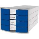 Han Suport plastic cu 4 sertare pt. documente, HAN Impuls 2.0 - gri deschis - sertare albastre