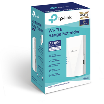TP-LINK RE500X AX1500 Wi-Fi 6 Range Extender antene 2 interne 1000 Mbit/s