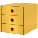 Leitz Cabinet cu sertare LEITZ Cosy Click & Store, 3 sertare, carton laminat, A4, galben chihlimbar