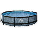 Exit Toys Exit Toys Stone Pool, Frame Pool O 360x76cm, swimming pool (grey, with filter pump)