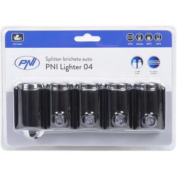 Spliter bricheta auto PNI Lighter 04 12V/24V 4 iesiri, 2xUSB, indicator LED