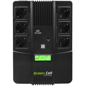 UPS Green Cell 360W 600VA AiO line-interactive USB RJ45 LCD display 6 Prize Schuko