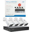 PNI Kit supraveghere video PNI House IPMAX POE 3, NVR cu 4 porturi POE, ONVIF si 4 camere cu IP 3MP, de exterior, Power over Ethernet, detectie chip, detectie miscare, 4 cabluri, alimentator, mouse