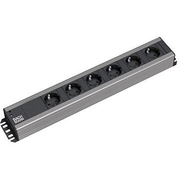 Bachmann 90 ° craftsman. 6x protection cont.2m black - 6xCEE7 / 3