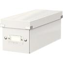 Cutie depozitare Leitz WOW Click & Store, carton laminat, pliabila, cu capac, 14x13x35 cm, alb