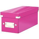 Leitz Cutie depozitare Leitz WOW Click & Store, carton laminat, pliabila, cu capac, 14x13x35 cm, roz
