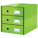 Leitz Cabinet cu sertare Leitz WOW Click & Store, 3 sertare, carton laminat, A4, verde