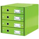 Leitz Cabinet cu sertare LEITZ WOW Click & Store, 4 sertare, carton laminat, A4, verde